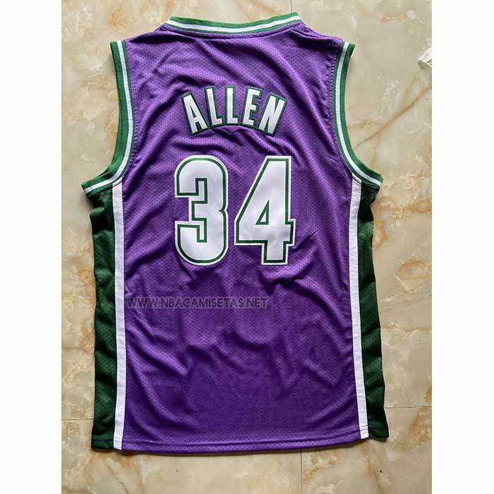 Camiseta Milwaukee Bucks Ray Allen NO 34 Mitchell & Ness 2001-02 Violeta